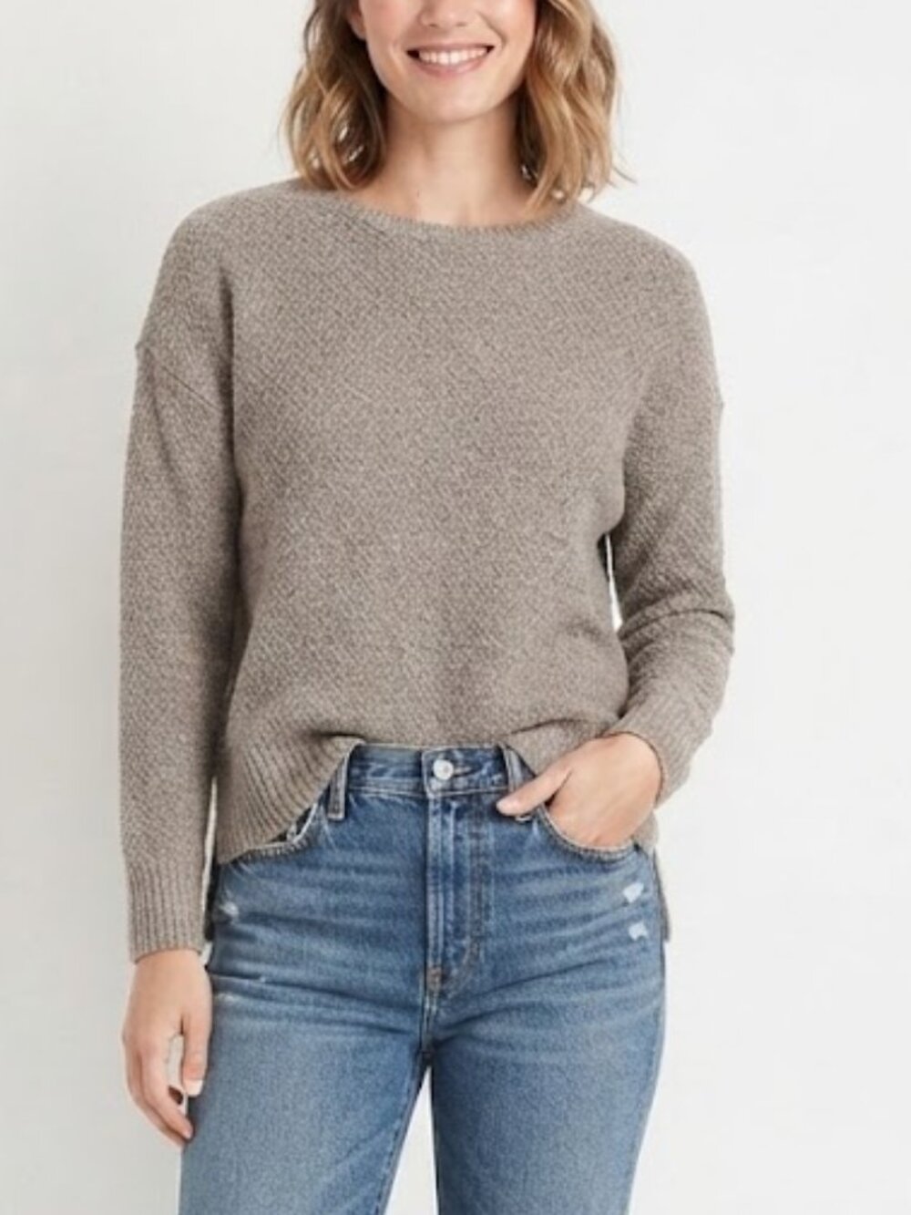 Lauren Ralph Lauren Jeans Co Marled Knit Hi Low Sweater Gray/Tan Size S